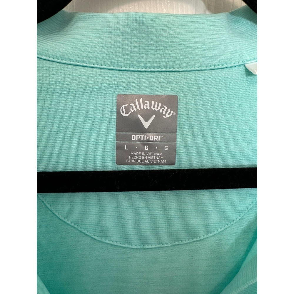 Callaway Opti-Dri Women Aqua Mint Green V-Neck Golf Polo Shirt Large - Picture 2 of 4
